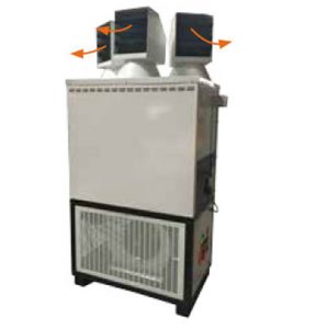 Generateur d air chaud a gaz avec bouches de diffusion